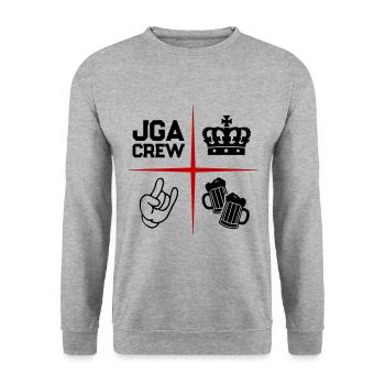 Junggesellenabschied Jga Crew Spruch - Unisex Pullover - Weißgrau meliert - Vorne - Alina (178cm) & Michal (187cm)