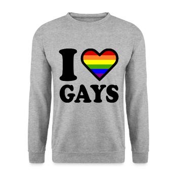I love gays - Unisex Sweatshirt - salt & pepper - Front - Alina (178cm) & Michal (187cm)