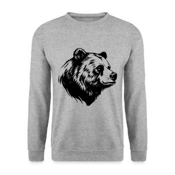 Bear Grizzly Animal - Unisex Sweatshirt - salt & pepper - Front - Alina (178cm) & Michal (187cm)