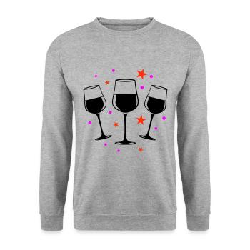 Weinglas Rotwein Symbol - Unisex Pullover - Weißgrau meliert - Vorne - Alina (178cm) & Michal (187cm)