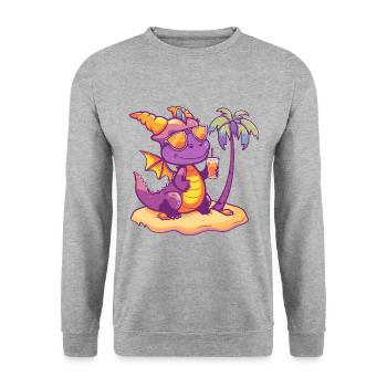 Dragon Summer Beach Vacation - Unisex Sweatshirt - salt & pepper - Front - Alina (178cm) & Michal (187cm)