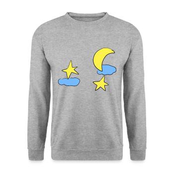 wolken sterne mond himmel nacht - Unisex Pullover - Weißgrau meliert - Vorne - Alina (178cm) & Michal (187cm)