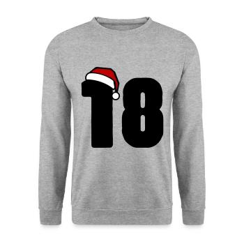 18 Zahl Weihnachten - Unisex Pullover - Weißgrau meliert - Vorne - Alina (178cm) & Michal (187cm)