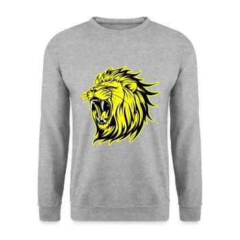Lion Tête Sauvage Lion - Sweat-shirt Unisexe - gris chiné - Devant - Alina (178cm) & Michal (187cm)