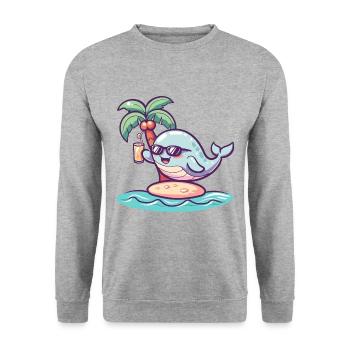 Whale Summer Beach Vacation - Unisex Sweatshirt - salt & pepper - Front - Alina (178cm) & Michal (187cm)