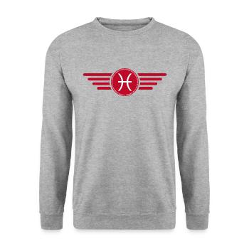 Zodiac sign Pisces, exclusive t-shirt design - Unisex Sweatshirt - salt & pepper - Front - Alina (178cm) & Michal (187cm)