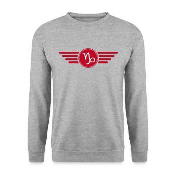 Sternzeichen Steinbock, exklusives T-Shirt Design - Unisex Pullover - Weißgrau meliert - Vorne - Alina (178cm) & Michal (187cm)