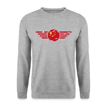 J’aime la Chine, T-shirt design de style élégance - Sweat-shirt Unisexe - gris chiné - Devant - Alina (178cm) & Michal (187cm)
