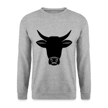 cow head symbol - Unisex Sweatshirt - salt & pepper - Front - Alina (178cm) & Michal (187cm)