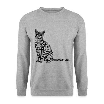 Tatouage tribal de chat - Sweat-shirt Unisexe - gris chiné - Devant - Alina (178cm) & Michal (187cm)