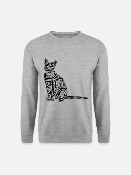 Katze Tribal Tattoo - Unisex Pullover - Weißgrau meliert