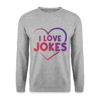 J’aime les blagues coeur - Sweat-shirt Unisexe - gris chiné - Devant - Alina (178cm) & Michal (187cm)