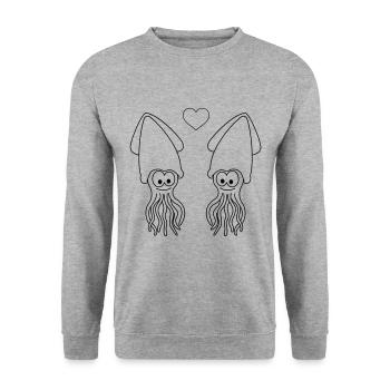 Squid Comic Couple Love - Unisex Sweatshirt - salt & pepper - Front - Alina (178cm) & Michal (187cm)