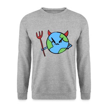Devil Earth world symbol evil angry - Unisex Sweatshirt - salt & pepper - Front - Alina (178cm) & Michal (187cm)