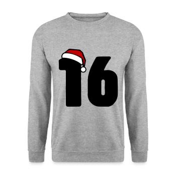 16 Zahl Weihnachten - Unisex Pullover - Weißgrau meliert - Vorne - Alina (178cm) & Michal (187cm)