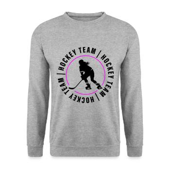 Joueur de club de l’équipe de hockey sur glace - Sweat-shirt Unisexe - gris chiné - Devant - Alina (178cm) & Michal (187cm)