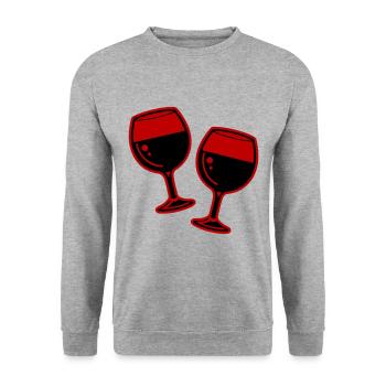 Wein Symbol Glas - Unisex Pullover - Weißgrau meliert - Vorne - Alina (178cm) & Michal (187cm)
