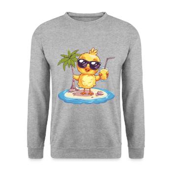Chicken Summer Beach Vacation - Unisex Sweatshirt - salt & pepper - Front - Alina (178cm) & Michal (187cm)