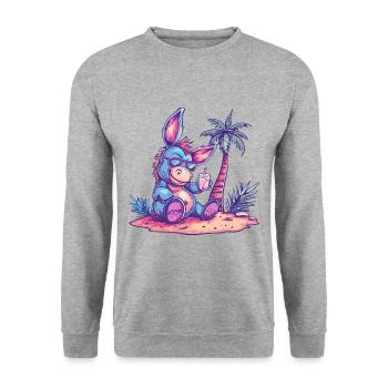 Donkey Summer Beach Vacation - Unisex Sweatshirt - salt & pepper - Front - Alina (178cm) & Michal (187cm)