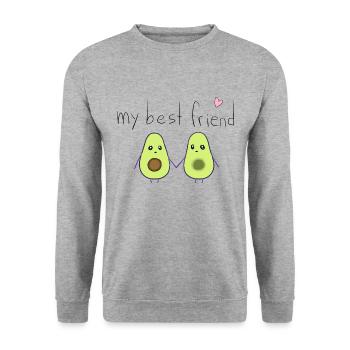 mein bester freund avocados freundschaft - Unisex Pullover - Weißgrau meliert - Vorne - Alina (178cm) & Michal (187cm)