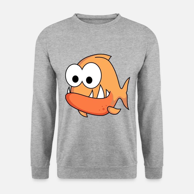 Piranha Comic Tier - Unisex Pullover - Weißgrau meliert