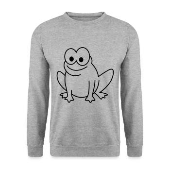 Frog Comic Animal - Unisex Sweatshirt - salt & pepper - Front - Alina (178cm) & Michal (187cm)