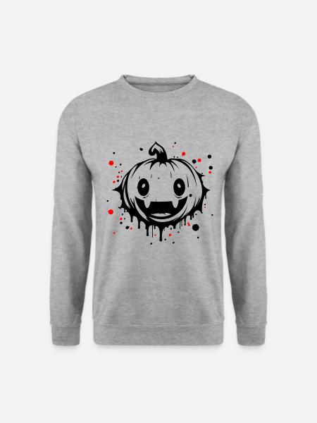 Kürbis Gruselig Halloween Silhouette - Unisex Pullover - Weißgrau meliert