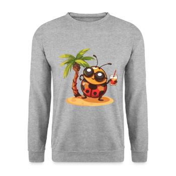 Ladybug Summer Beach Vacation - Unisex Sweatshirt - salt & pepper - Front - Alina (178cm) & Michal (187cm)