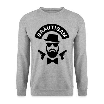 Bräutigam T-Shirt - JGA Shirt - Bachelor - Party - Unisex Pullover - Weißgrau meliert - Vorne - Alina (178cm) & Michal (187cm)