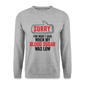 SORRY FÜR DAS, WAS ICH GESAGT HABE DIABETES NIEDRIGER BLUTZUCKER - Unisex Pullover - Weißgrau meliert - Vorne - Alina (178cm) & Michal (187cm)