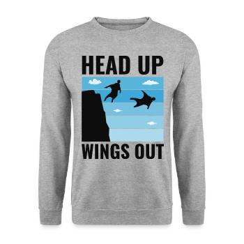 Wingsuit fliegen Base Jumping Fallschirmspringen Wingsuiting - Unisex Pullover - Weißgrau meliert - Vorne - Alina (178cm) & Michal (187cm)