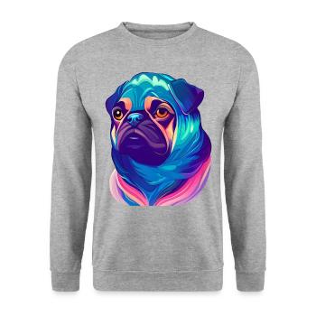 Mops - Unisex Pullover - Weißgrau meliert - Vorne - Alina (178cm) & Michal (187cm)