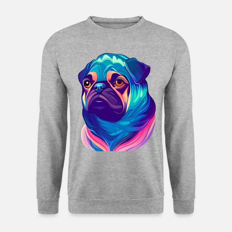 Mops - Unisex Pullover - Weißgrau meliert