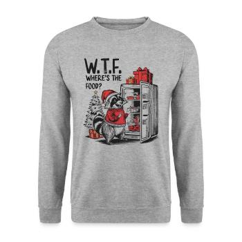 WTF - Where's the Food Raccoon - Unisex Sweatshirt - salt & pepper - Front - Alina (178cm) & Michal (187cm)
