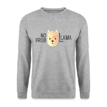 No prob llama - lama alpaca pun saying - Unisex Sweatshirt - salt & pepper - Front - Alina (178cm) & Michal (187cm)