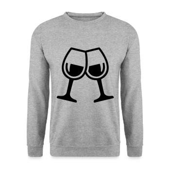 Wine glasses - Unisex Sweatshirt - salt & pepper - Front - Alina (178cm) & Michal (187cm)