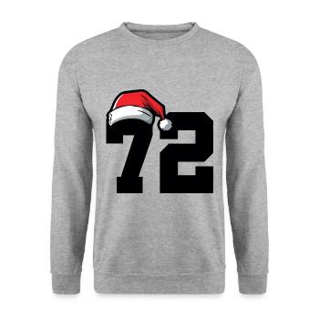 72 Zahl Weihnachten - Unisex Pullover - Weißgrau meliert - Vorne - Alina (178cm) & Michal (187cm)
