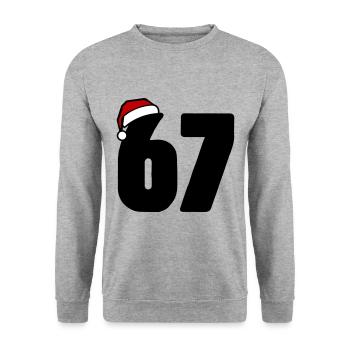 67 Number Christmas - Unisex Sweatshirt - salt & pepper - Front - Alina (178cm) & Michal (187cm)