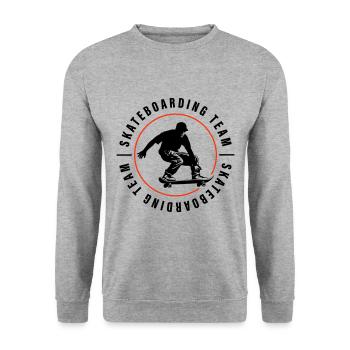 Skateboarding Team Verein Mann Skateboard - Unisex Pullover - Weißgrau meliert - Vorne - Alina (178cm) & Michal (187cm)