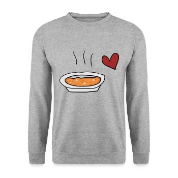 Suppe rotes - Unisex Pullover - Weißgrau meliert - Vorne - Alina (178cm) & Michal (187cm)
