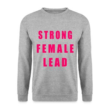 Strong female lead - Unisex Pullover - Weißgrau meliert - Vorne - Alina (178cm) & Michal (187cm)