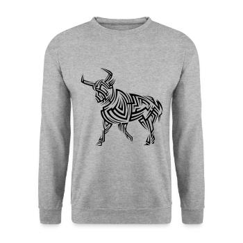 Taurus Tribal Tattoo - Unisex Sweatshirt - salt & pepper - Front - Alina (178cm) & Michal (187cm)