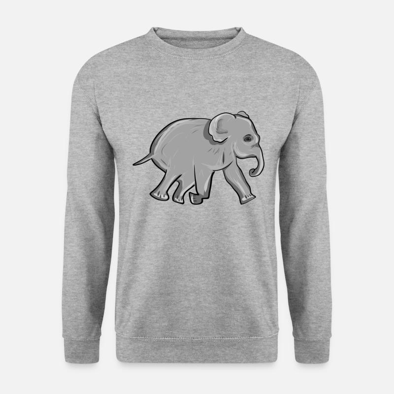 Tier Elefant Symbol Grau - Unisex Pullover - Weißgrau meliert
