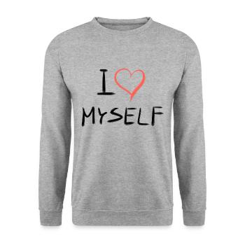 ich liebe mich herz text - Unisex Pullover - Weißgrau meliert - Vorne - Alina (178cm) & Michal (187cm)