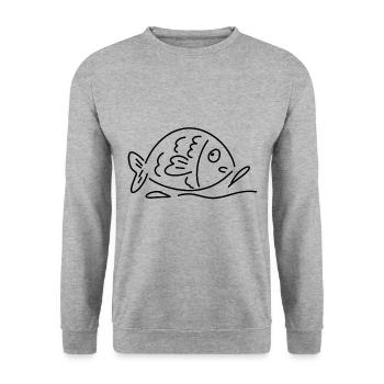 Fish Water Animal Symbol Sea Animal - Unisex Sweatshirt - salt & pepper - Front - Alina (178cm) & Michal (187cm)