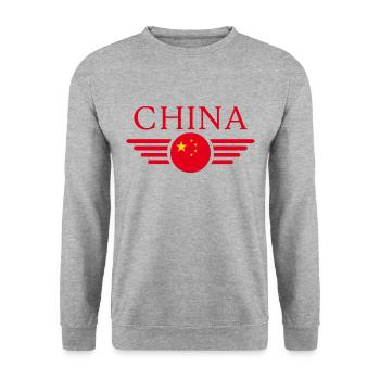 China - Unisex Sweatshirt - salt & pepper - Front - Alina (178cm) & Michal (187cm)