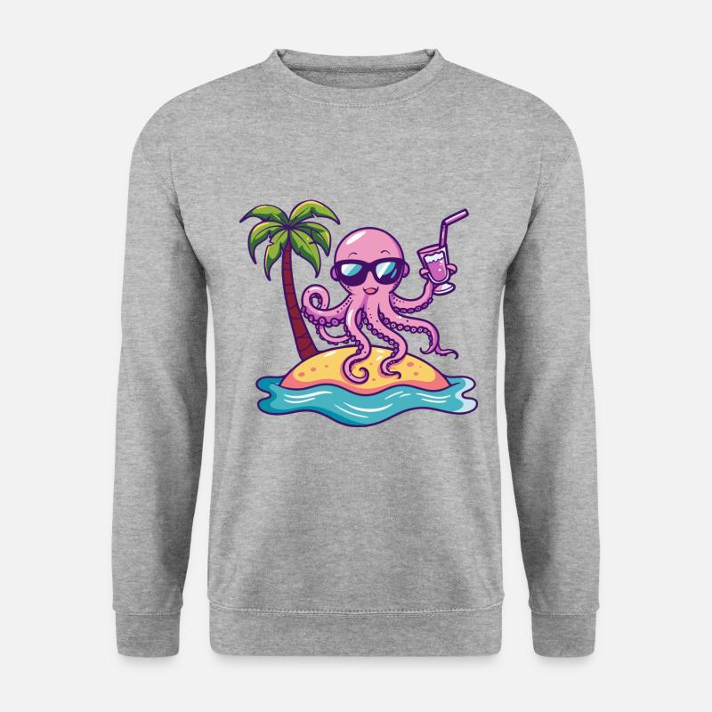 Octopus Summer Beach Vacation - Unisex Sweatshirt - salt & pepper