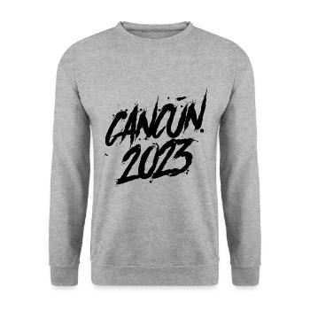 Cancun 2023 - Sweat-shirt Unisexe - gris chiné - Devant - Alina (178cm) & Michal (187cm)