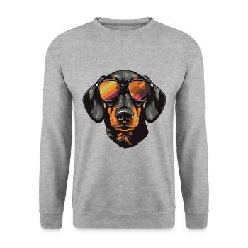 Dachshund Hund Kopf Porträt Dackel - Unisex Pullover - Weißgrau meliert - Vorne - Alina (178cm) & Michal (187cm)