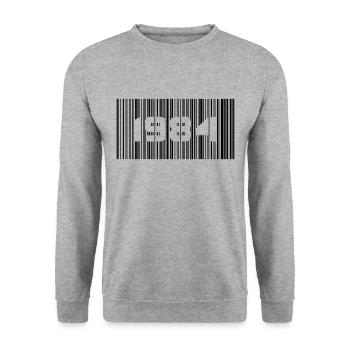 Geburtsjahr Geburtstag Born In - Made in 1984 - Unisex Pullover - Weißgrau meliert - Vorne - Alina (178cm) & Michal (187cm)